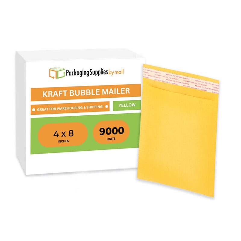 4″ x 8″ #000 4×8 Kraft Bubble Mailers Padded Shipping Protection Envelopes 9000