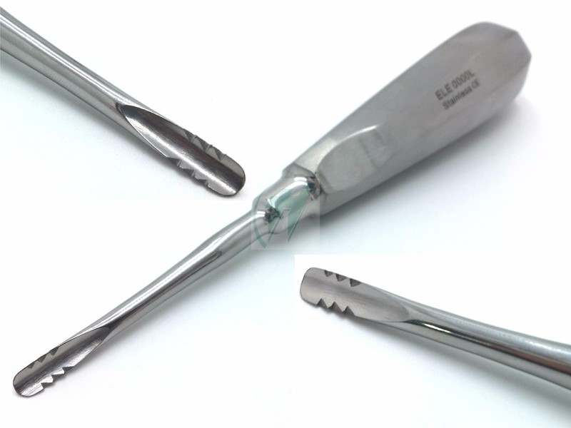 FRENCH STEEL DENTAL LINDO LEVIEN LARGE STRAIGHT SERRATED ELEVATOR ELE-000L