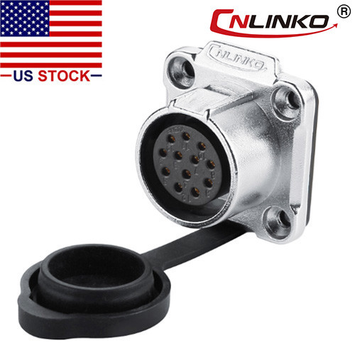 CNLINKO 12 Pin Power Signal Connector Female Socket Outdoor Waterproof IP67 M20