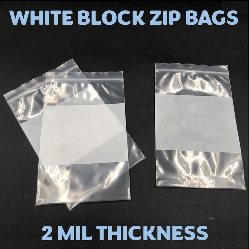 10″x13″ Reclosable 2MIL White Block Zip Writable Zipper Baggies Seal Lock Bags