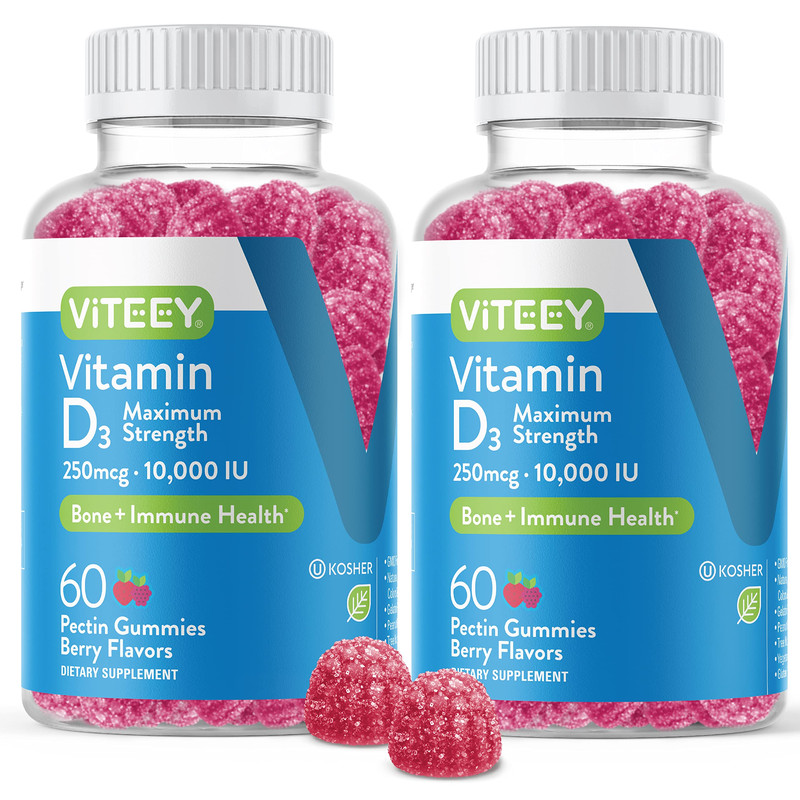 Viteey Vitamin D3 Gummies For Adults Teens – 10000 Iu 250Mcg Maximum Strength –