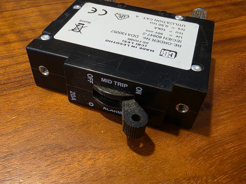 CBI Circuit Breaker, 470-305-10 25A, 80VDC, Bullet Style (NOS) gallery