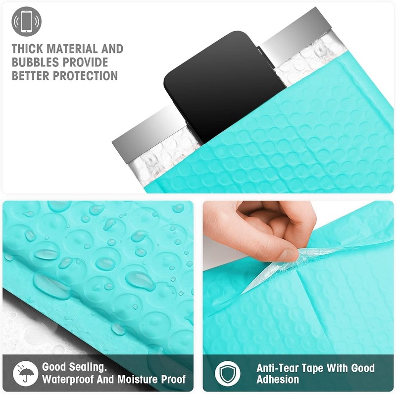 Jiaro Pack Poly Bubble Mailer Padded Envelope Mailing Bags 6x10" 600Pcs Teal gallery