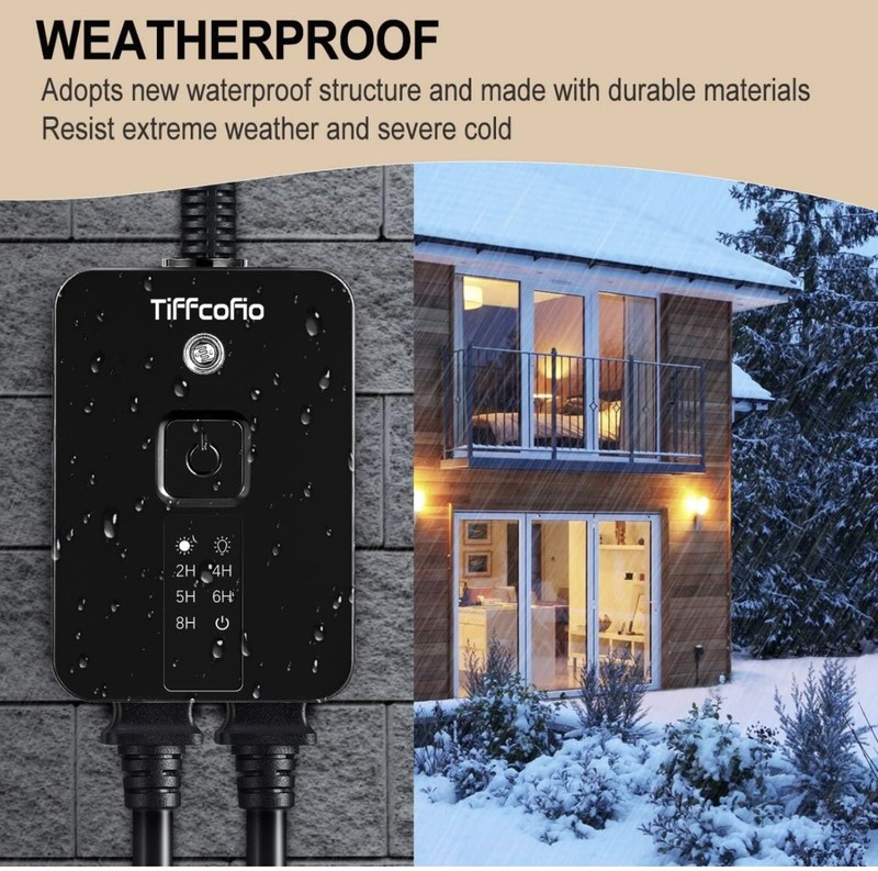Outdoor Light Sensor Timer Outlet, 100ft Range Remote Control, Weatherproof gallery