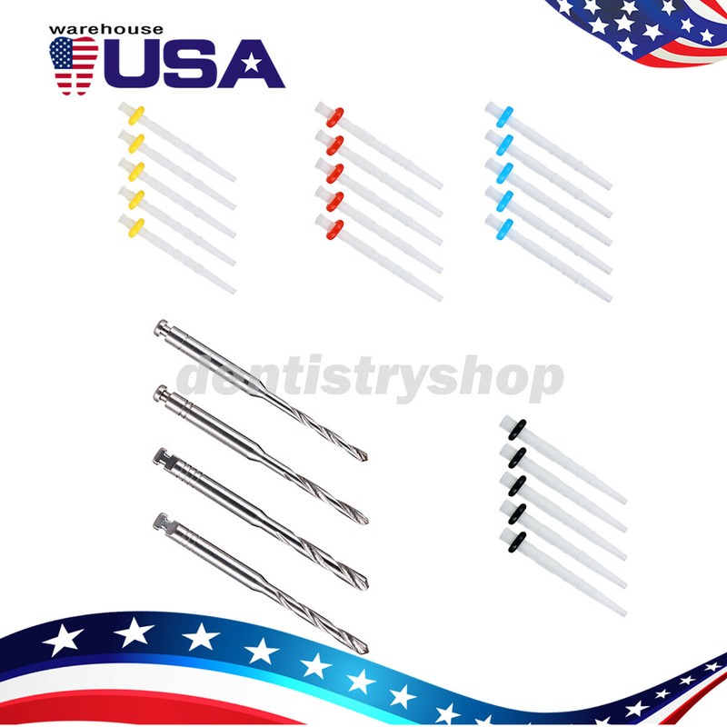 USPS AAA Dental Fiber Post Resin High-intensity Screw Thread Glass +4*Drills FDA gallery