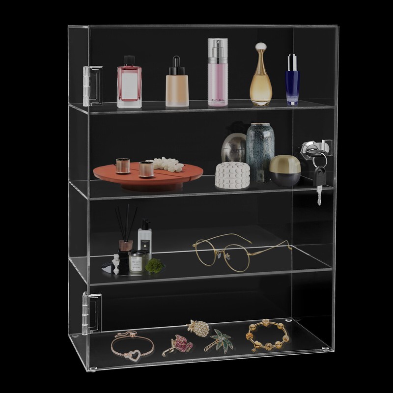 Clear Acrylic Display Case Countertop Cabinet Box 4 Shelves Showcase with Lock gallery