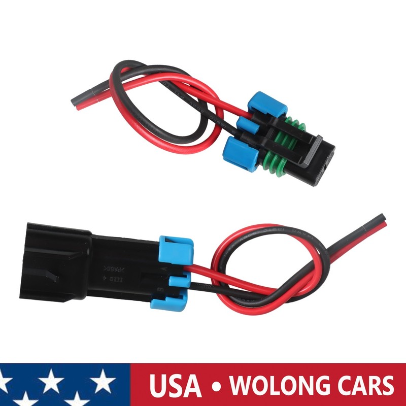 Pair 2-Pin Male & Female Connector Multi-Purpose Pigtail 14 AWG 7.8″ Wiring