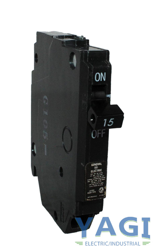 GE THQP115 Breaker 15A 1-Pole 120V 10kAIC Thin Series Plug-In Thermal Magnetic