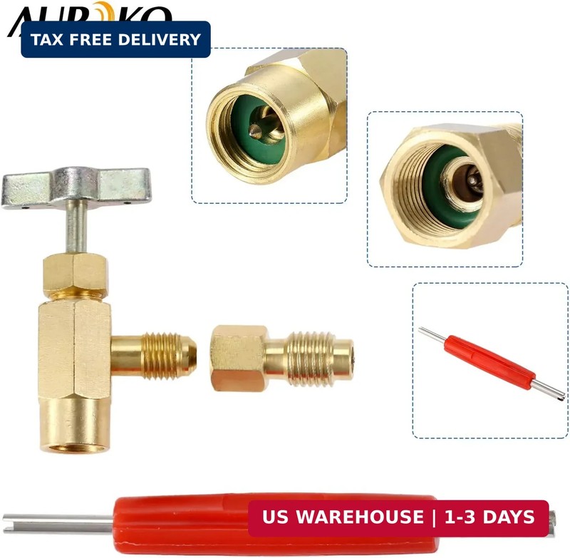 R12 to R134A Can Tap with R134A Tank Adapter and Valve Core Remover, R134A 1/4" gallery
