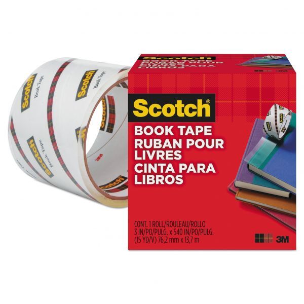 3M 845 Book Tape: 3 in. (72mm actual) x 15 yds. (Clear)