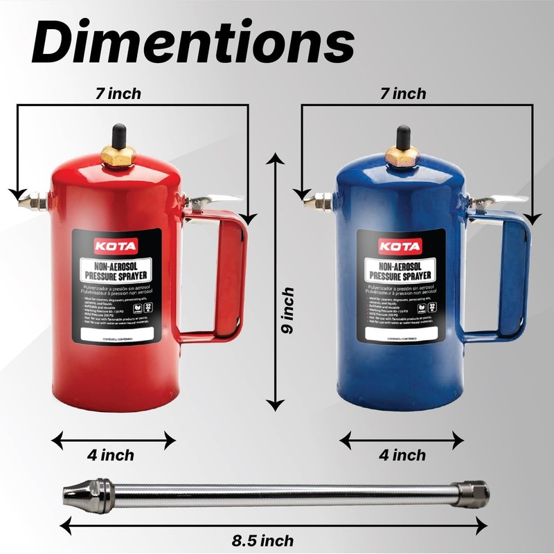 KOTA Non-Aerosol Pressure Sprayer, Refillable Bottle, 32oz Color: Red & Blue gallery