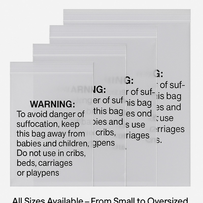 Poly Bags Resealable Suffocation Warning Clear Merchandise 1.5 mil Shirt Apparel gallery