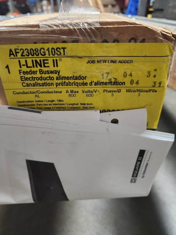 AF2308G10ST Busway SQD, 800A, 600v. NEW BUYER RESPONSIBLE FOR SHIPPING COST