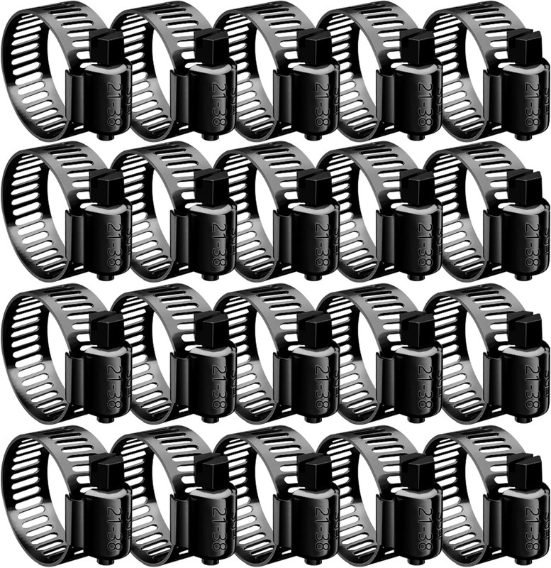 20Pcs Black Hose Clamp,3/4"- 1-1/2"(21-38Mm)304 Hose Clamps Stainless Steel Adju gallery