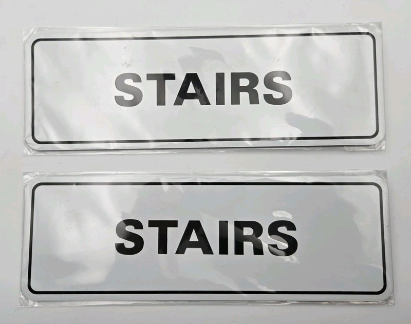 Signs ByLITA Standard Stairs Sign White Large NEW 2-Pack Door Wall Office