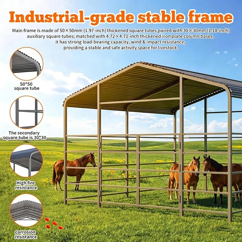 13x20ft Galvanized Livestock Shelter Metal Cattle Shed Steel Barn Horse Goat