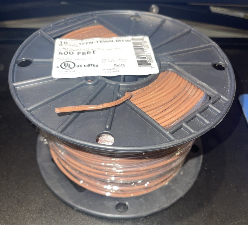 Alanwire 16TF71 TFFN/TEWN/MTW Copper Wire, 16 AWG 26 Strand, 600V, BROWN, 500′
