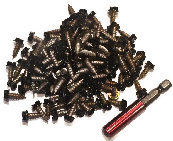 100 BLACK #8 x 1/2″ Rain Gutter Self Tapping Zip Screws Sheet Metal Hex Head BIT
