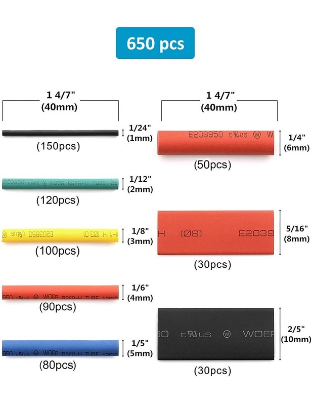 650Pcs HEAT SHRINK Tubing Sleeve 2:1 Shrinkable Tube Wire Cable Assortment Kit gallery