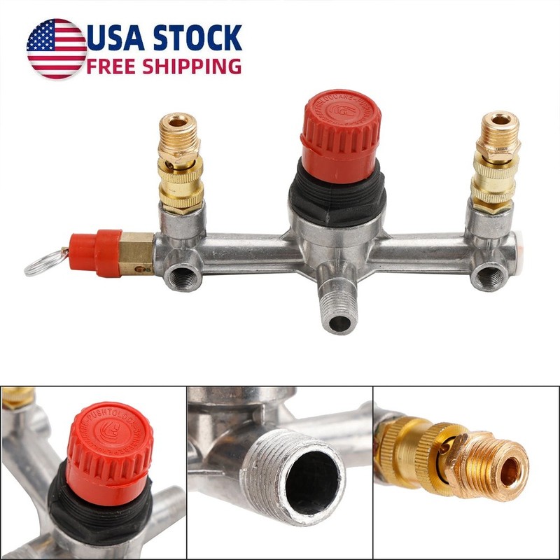 Air Compressor Pressure Valve Switch Control Manifold Regulator Gauges Tool’ US