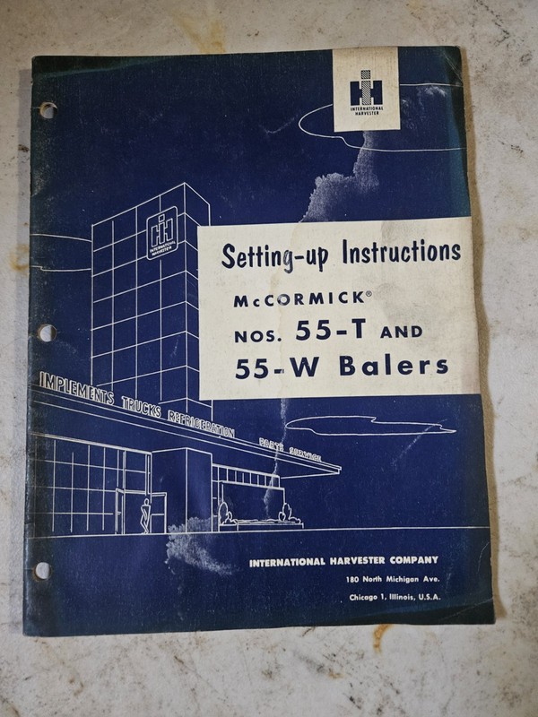 International Harvester 55t 55w Baler Set Up Instructions Book