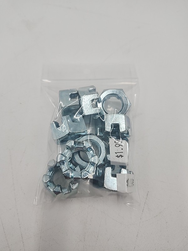 (10 Pcs) 5/8-11 Slotted Castle Hex Nut, Zinc Plated