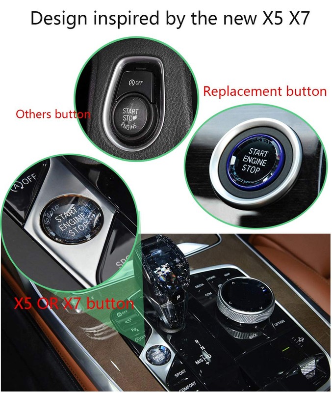 Engine Start Stop Ignition Button Crystal Style Blue Fit BMW E Chassis E60 E90 gallery