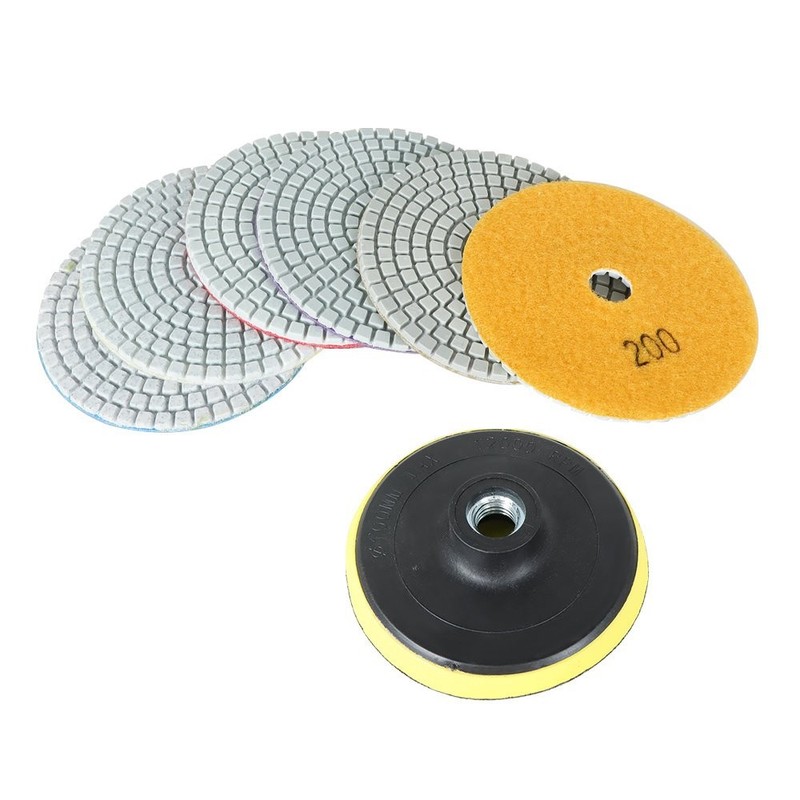 7 Piece Diamond Polishing Pads Wet/Dry Set Pads 4″ For Stone Concrete Polishing
