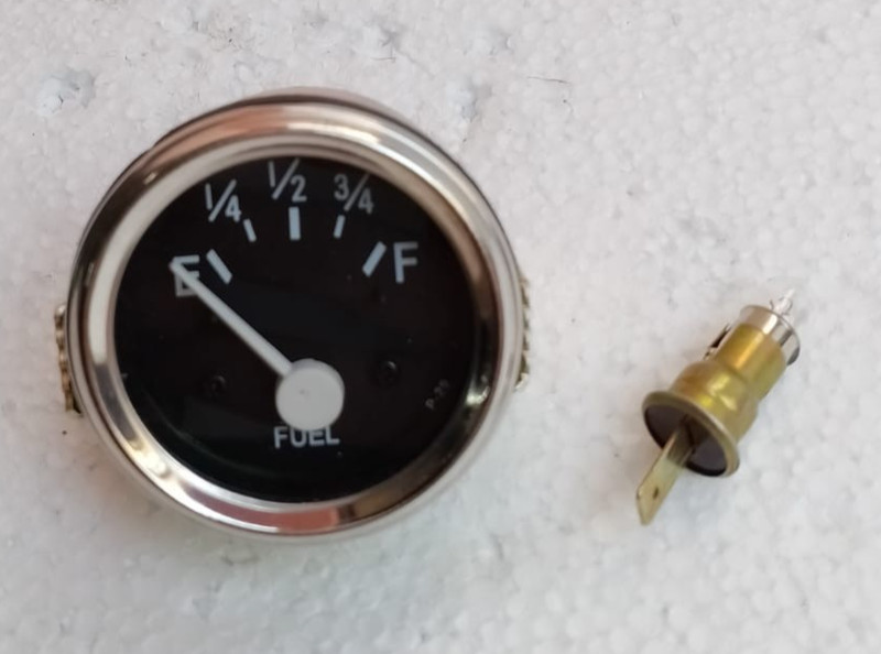 52mm Automotive Fuel Gauge 0-180 Ohms Black Face Chrome Backlit E-F