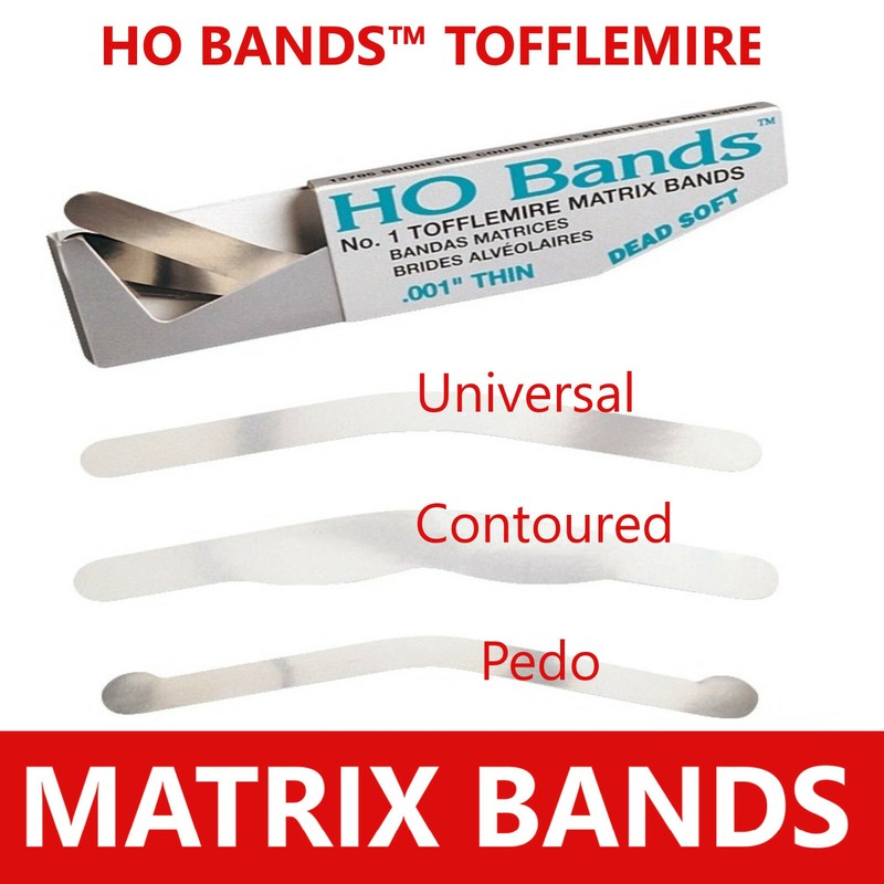 Dental HO Bands Tofflemire Matrix Band #2, Contoured, Dead Soft Universal 100/Bx