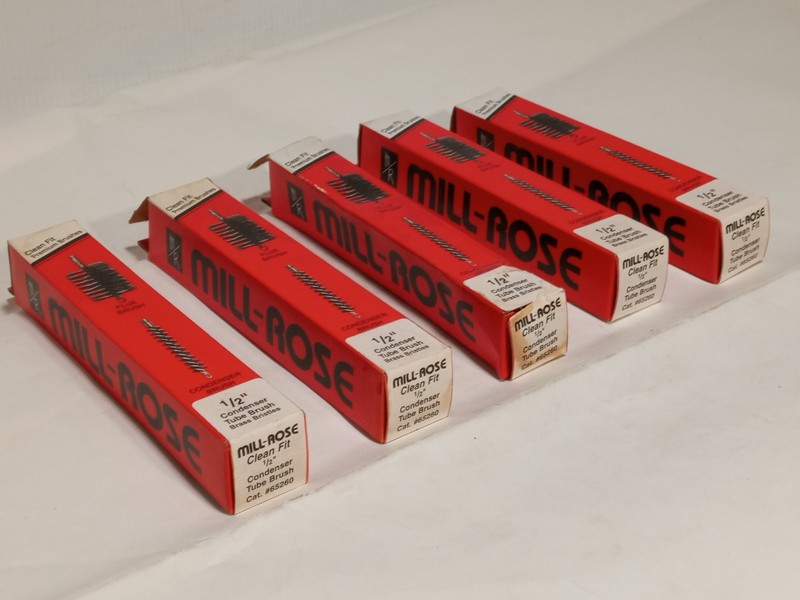Lot of 5 Mill-Rose 65260 1/2 in condenser tube brushes brass bristles Clean-Fit