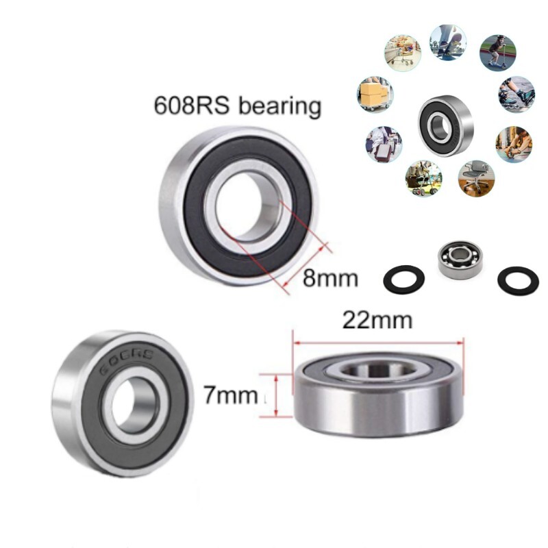 10Pack 608-2RS Ball Bearing Two Rubber Sealed Chrome Skateboard 8x22x7 gallery