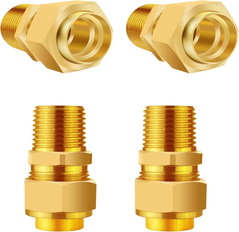 4 Pack 1/2» CSST Male NPT Pipe Fitting Kit Brass 1/2», 1/2’'