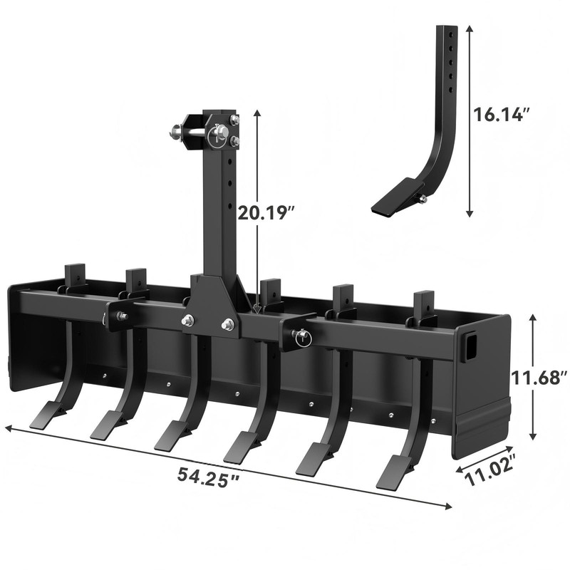 55" Width Box Blade Tractor Attachment W/ 6 Scarifier Shank Cate 0 & Cat 1 Heavy gallery