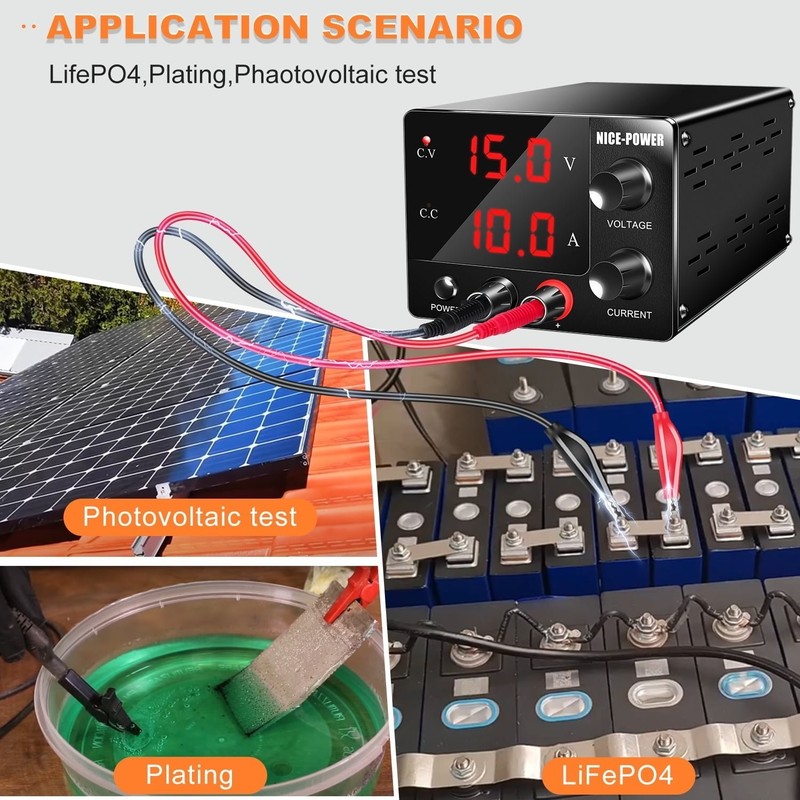 NICE-POWER DC Power Supply Variable 0~30V 0~10A, 3-Digits LED Display Current an gallery