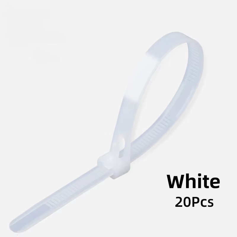 20pcs Plastic Reusable Cable Zip Ties 8*200/250/300/450 Releasable Nylon Adjust
