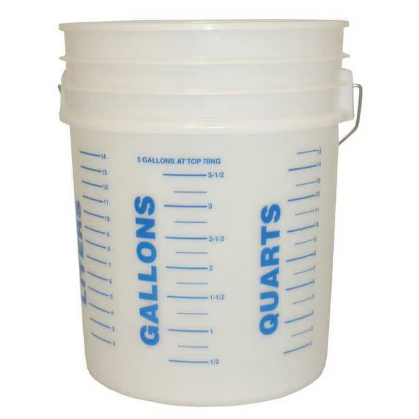 Kraft Tool Mixing Bucket, 11 7/8 in W x 15 in L, 5 gal, Translucent, Plastic