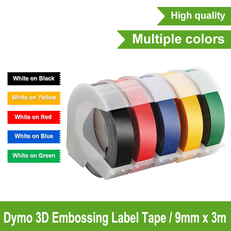 5PK Dymo 3D Embossing Label Tape 9mm for Dymo Organizer Xpress Label Maker 3/8″