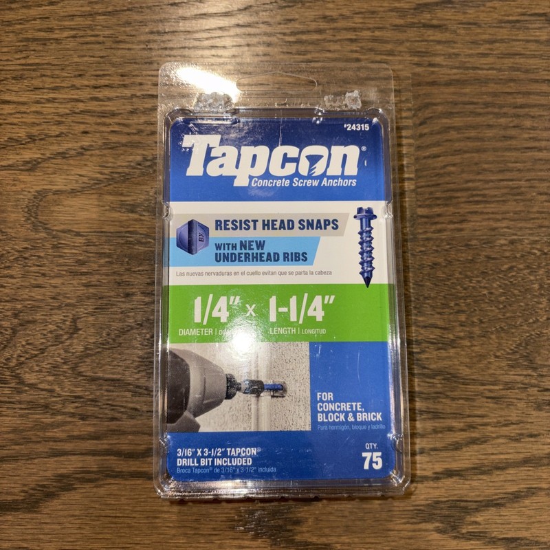 *75-PACK* Tapcon 1/4 in. x 1-1/4 in. Hex-Washer-Head Black Concrete Anchors