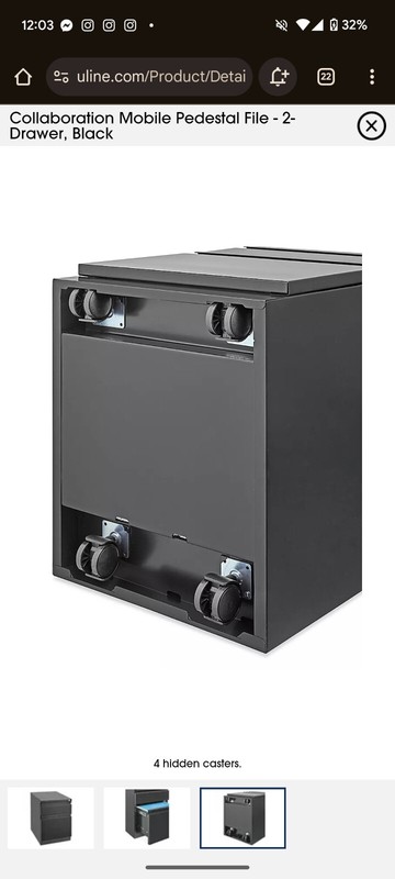 HIRSH IND. Steel Mobile File Cabinet 2-Drawer 20-inch Deep Black gallery