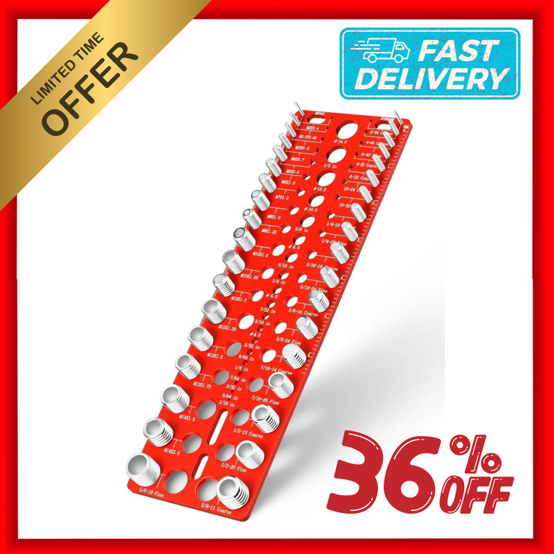 55PCS Thread Checker | Nut Bolt Size Gauge Metric SAE + Drill Bit Gauge Kit