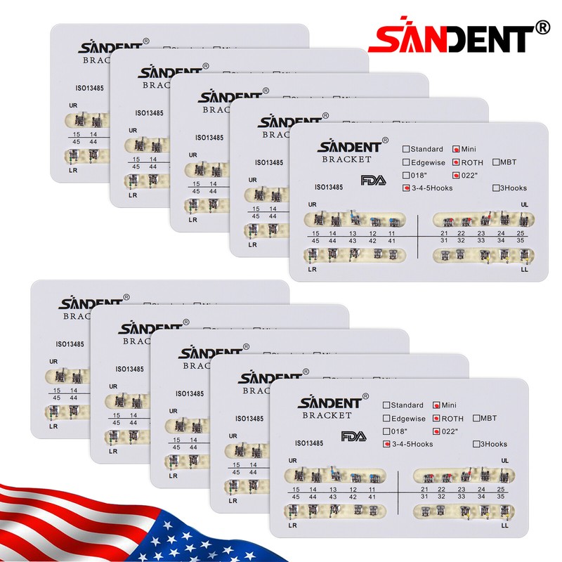 10-100 Packs Dental Orthodontic Brackets Braces Mini Roth.022Hooks 3-4-5 SANDENT