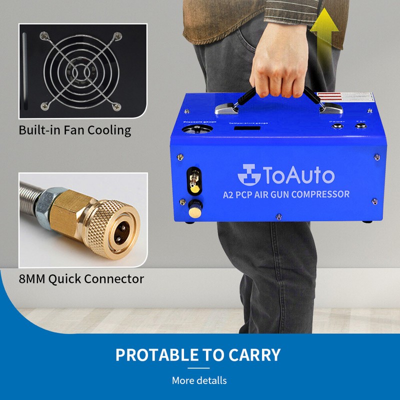 TOAUTO PCP Air Compressor 4500PSI 12V/110V Auto-Stop Airgun High Pressure Pump gallery