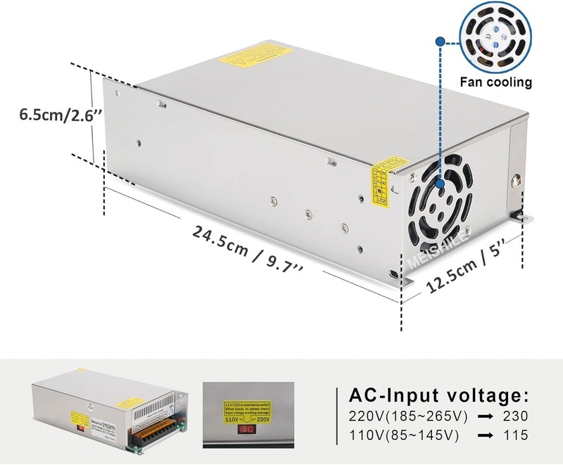 S-600-12 12V 100A 1200W DC Power Supply Adapter gallery