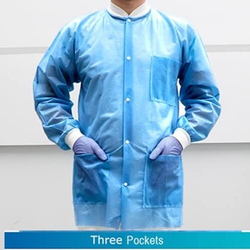10-100Pcs Disposable Lab Jackets Unisex Hip-Length Lab Coats 45gsm (XL) gallery