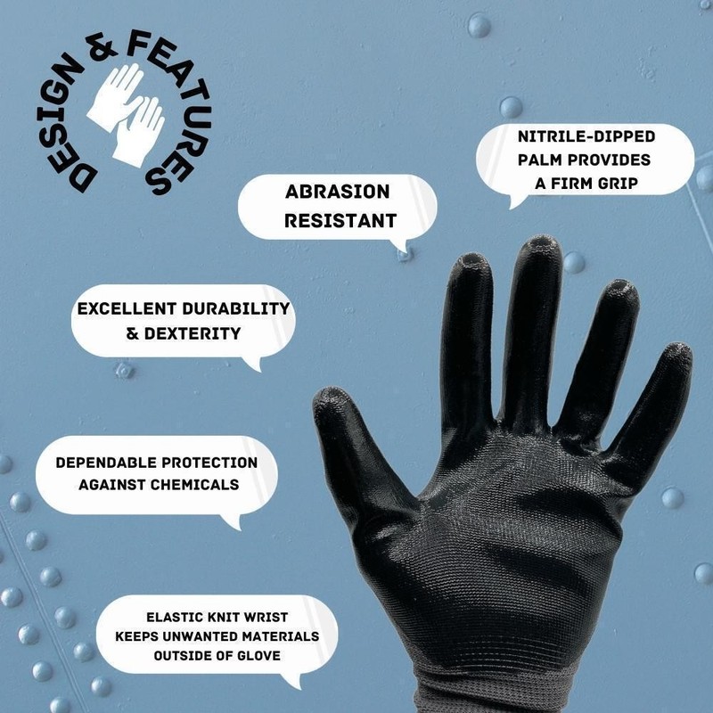 Grey Dipped Gloves Small Nitrile, Nylon 12 Pair Industrial Work Gloves gallery