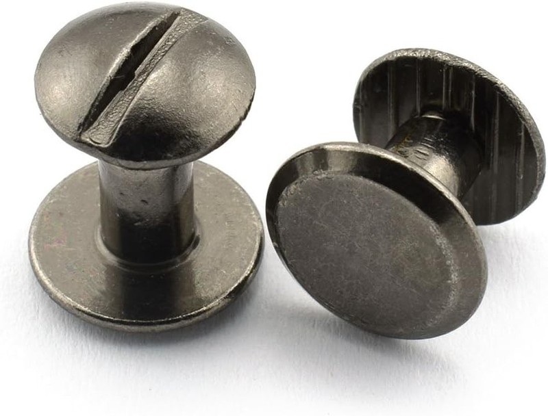 15 Chicago Screw Sets - Round Slotted Head Black Carbon Steel for Leather Craft gallery