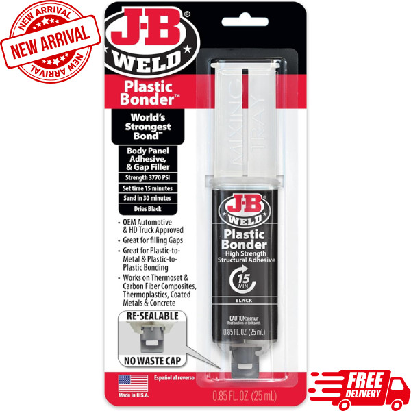 JB Weld Plastic Weld Quick Setting Epoxy Syringe Bonder Repair Glue Black…