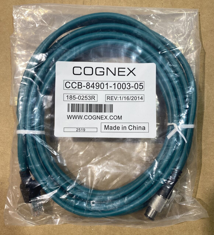COGNEX IN-SIGHT ETHERNET CABLE CCB-84901-1003-05 M12 RJ45 8 PIN 5M