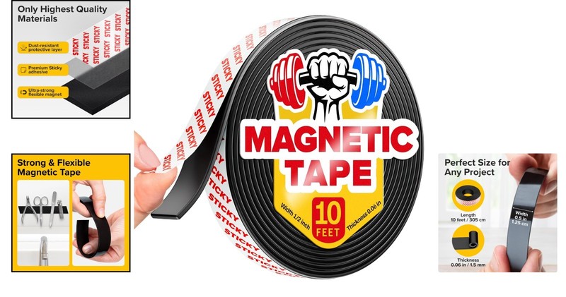 Super Sticky Magnetic Tape 10ft x 1/2in for Easy DIY Crafts & Organization gallery